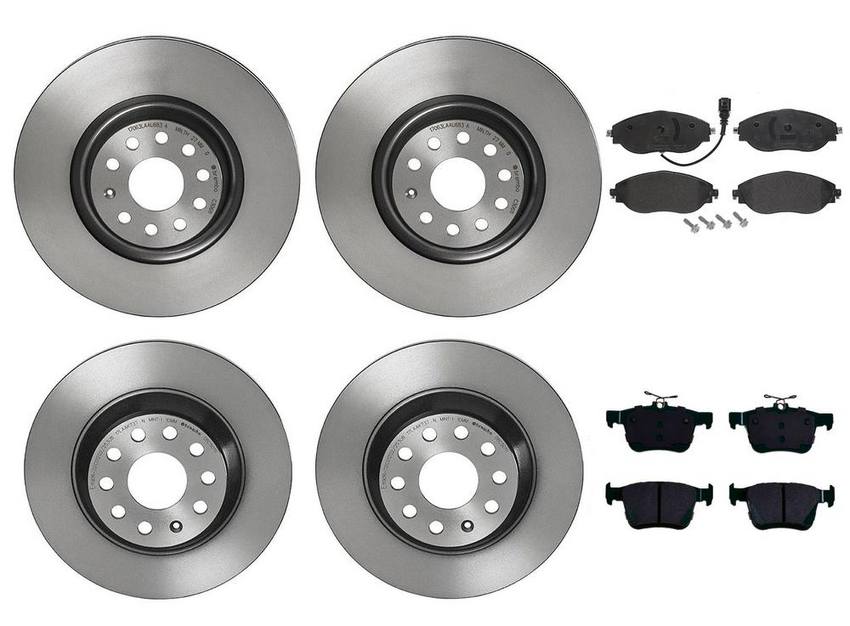 VW Brakes Kit - Pads & Rotors Front and Rear (340mm/300mm) (Low-Met) 8V0698151C - Brembo 3724554KIT